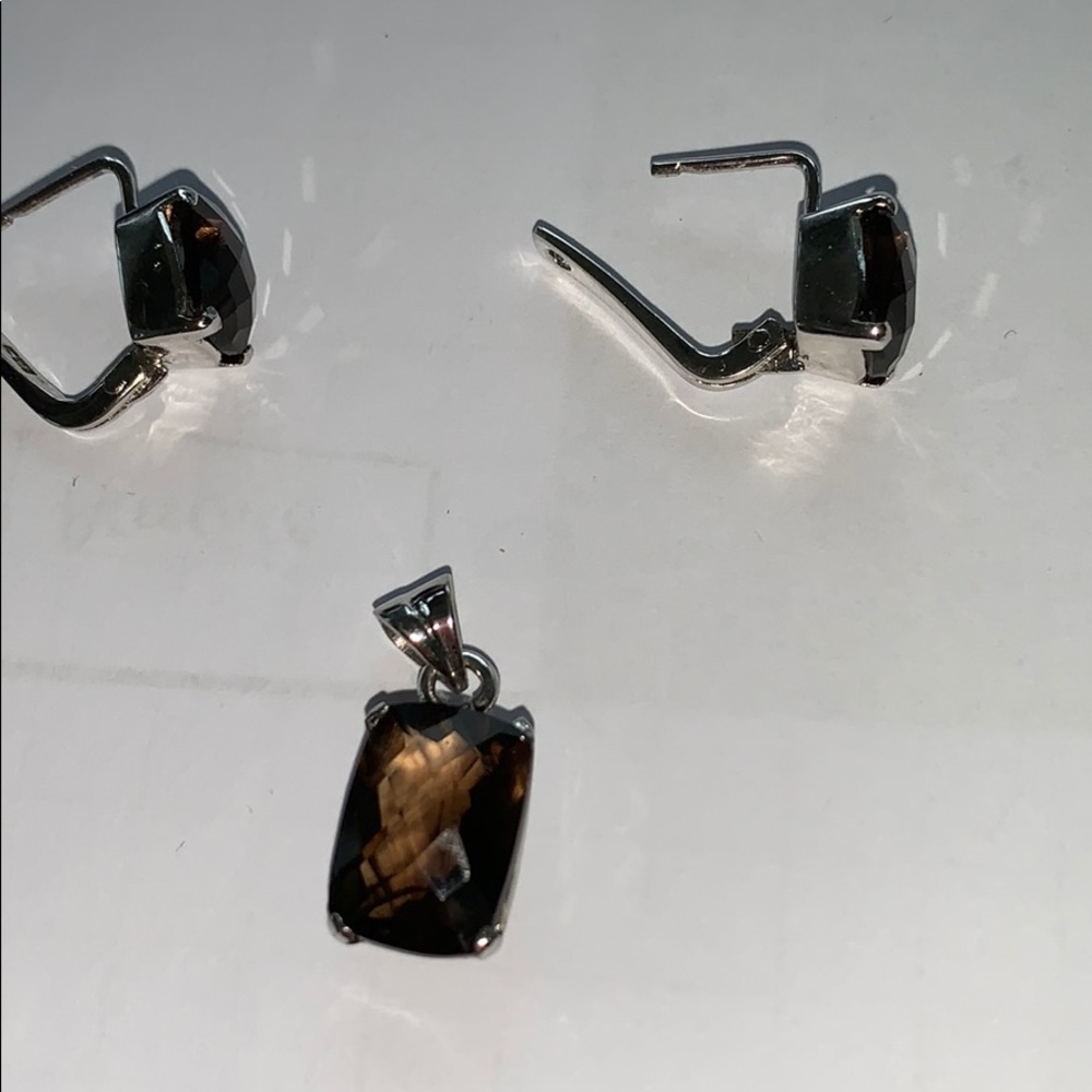 Brown tourmaline earrings and pendant